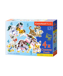 CASTORLAND Puzzle 4in1 Loomad koos beebidega