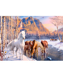 CASTORLAND Puzzle 500el. Winter Melt - Zirgi ziemas ainava