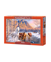 CASTORLAND Puzzle 500el. Winter Melt - Hobuste talvine maastik