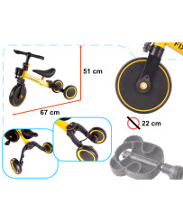 Trike Fix Mini cross-country tricycle 3 in 1 with pedals yellow