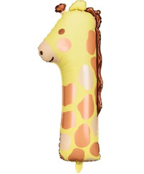 Foil balloon number "1" - Giraffe 42x90 cm