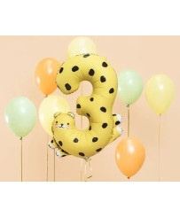 Foil balloon number "3" - Cheetah 68x98 cm