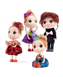 Doll house doll 3 girls + 1 boy set of 4pcs. 12cm