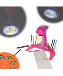 Projektors kodoskops, lai iemācītu zīmēt slaidus purpursarkanā krāsā