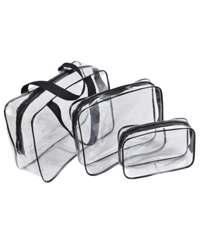 Travel cosmetic bag transparent organizer 3pcs