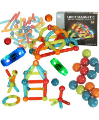 Gaismas magnētiskie bloki maziem bērniem 52 elementi