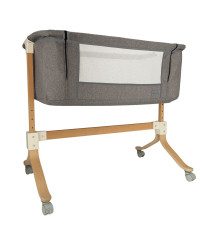 Infant crib baby cradle wooden cradle on wheels playpen gray