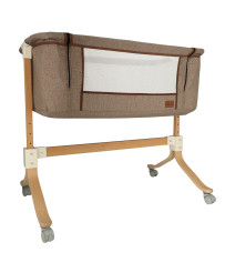 Infant crib baby cradle wooden cradle on wheels playpen brown