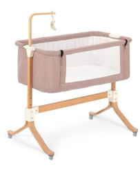 Infant crib baby cradle wooden cradle on wheels playpen brown