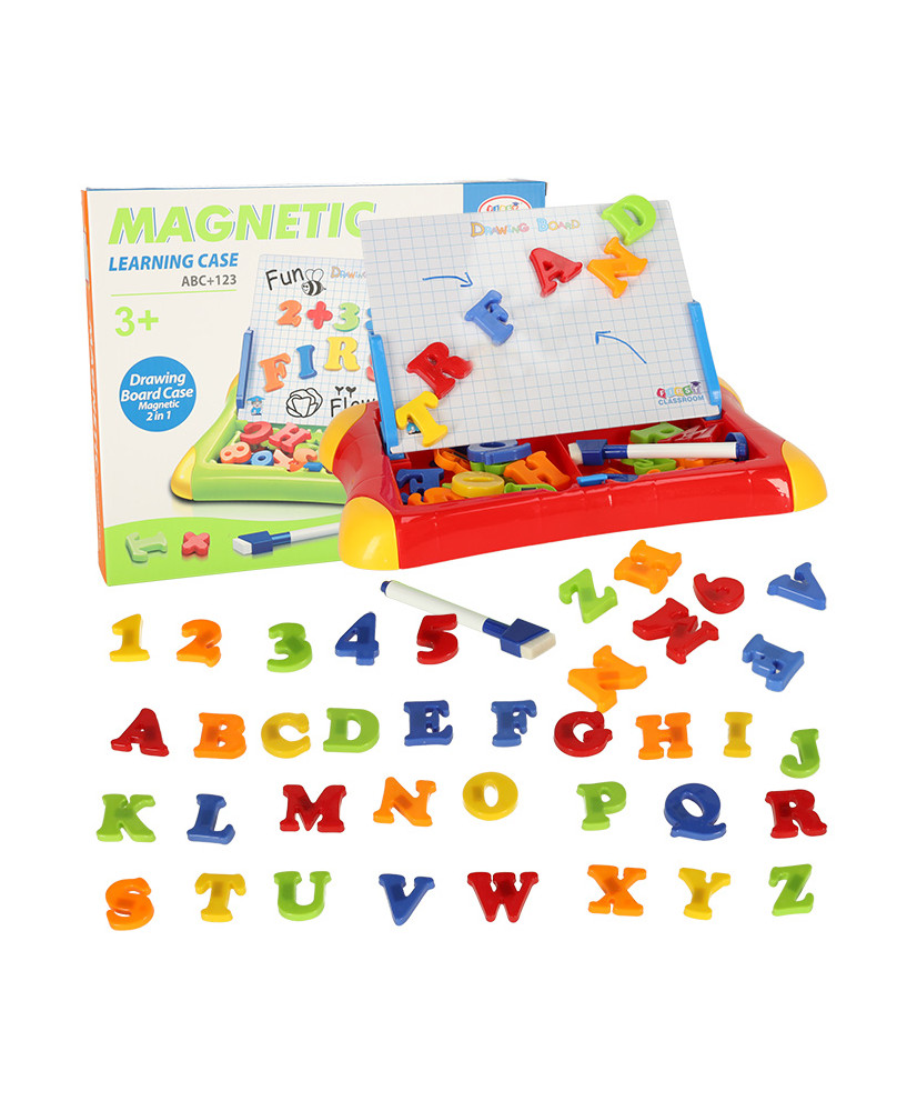 Magnetic board for learning numbers letters red