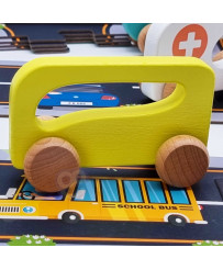 TOOKY TOY Drewniane Autko Autobus do Pchania dla Dzieci
