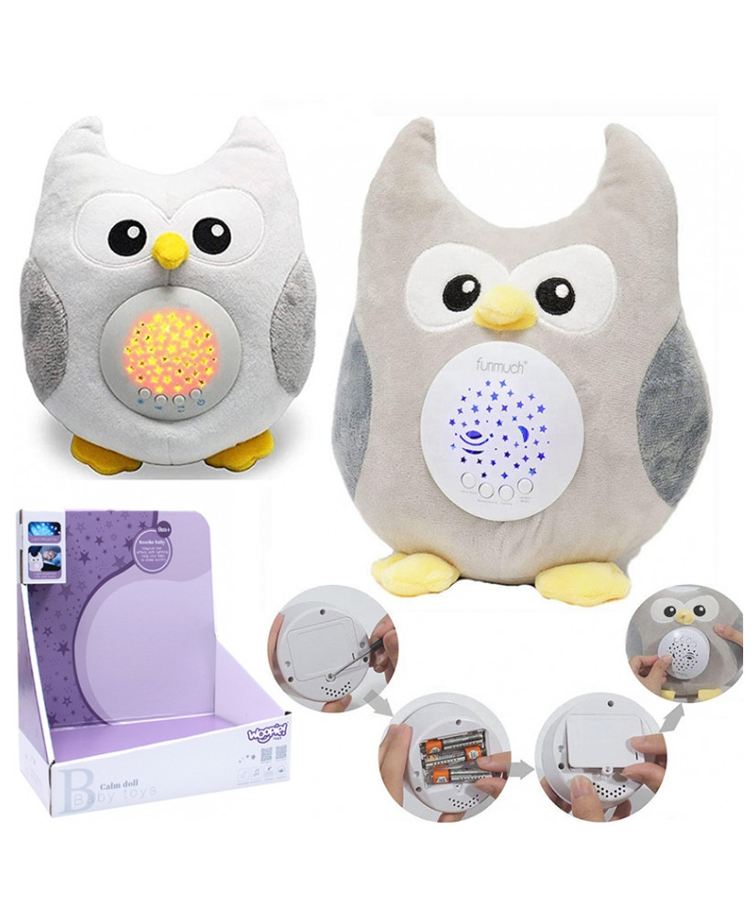 WOOPIE Cuddly Toy Sleeper Projector 2in1 Owl - 10 Lullabies