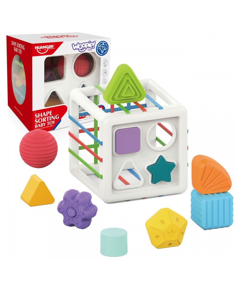 WOOPIE Flexible Sensory Cube Šķirotājs Bērniem Krāsainas Formas 11 gab.