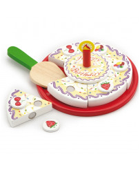 Wooden Birthday Cake Set for Cutting with Velcro Viga Toys