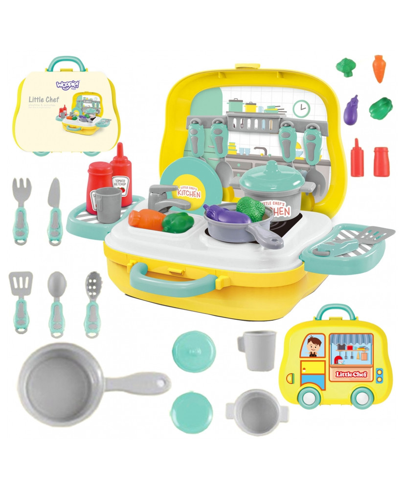 WOOPIE Portable Little Chef Set 2in1 Kitchen in a Suitcase 18 accessories