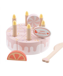 CLASSIC WORLD Wooden Birthday Cake for Cutting Candles Fruit 16 el.