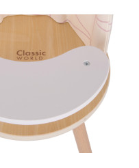 CLASSIC WORLD Drewniane Krzesełko Siedzisko do Karmienia dla Lalek Pluszaków