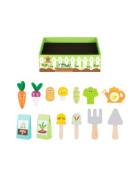 TOOKY TOY Wooden Vegetable Garden Montessori Bed Gardener Set