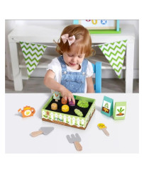 TOOKY TOY Wooden Vegetable Garden Montessori Bed Gardener Set