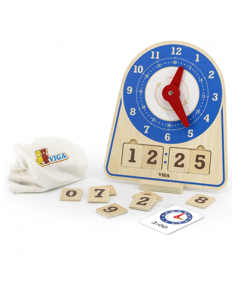 VIGA Wooden Clock Learning Time Clock Montessori