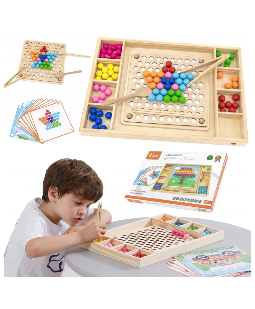 VIGA Wooden Ball Game Catch and Match Montessori Puzzle