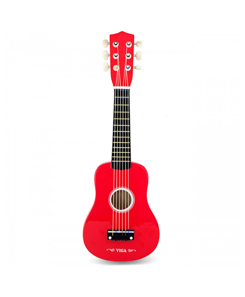 Viga Drewniana gitara dla dzieci Czerwona 21 cali 6 strun