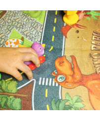 WOOPIE Road Mat for Toy Cars Set Dinosaurs Cars + Road Signs