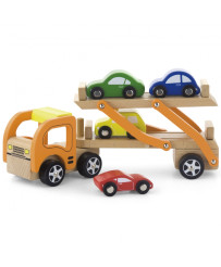 Wooden trailer with toy...