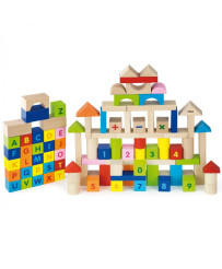 Viga Toys Educational Wooden Blocks 100 pcs. Numbers Letters