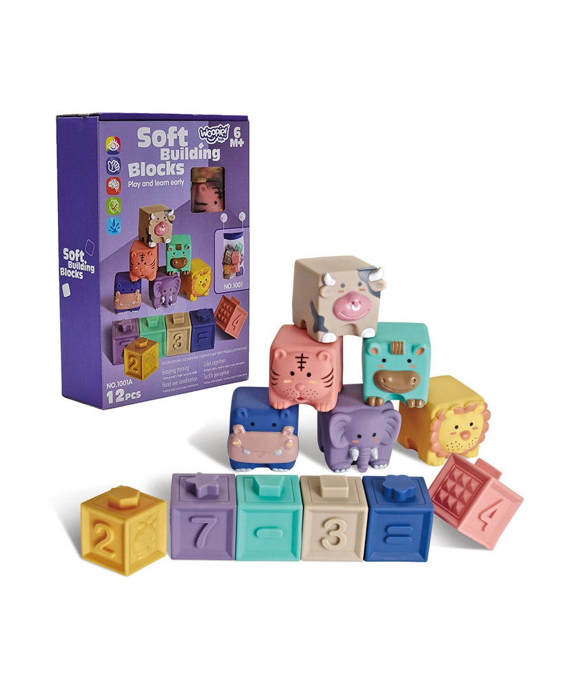 WOOPIE Sensory Blocks Squeeze Puzzle Sound Learning Counting 12 pcs.