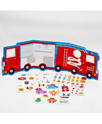 WOOPIE ART&FUN Reusable Stickers Set Creative Scrapbook Vehicles Fire Department Ice Cream Shop 77 pcs.
