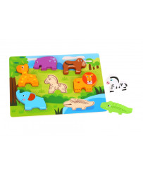 TOOKY TOY Grube Puzzle 3D Montessori Zwierzęta Dopasuj Kształty Układanka