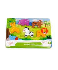 TOOKY TOY Thick 3D Puzzle Montessori Animals Match Shapes Jigsaw