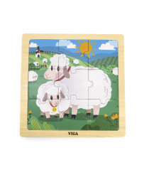 VIGA Handy Wooden Sheep Puzle, 9 gab