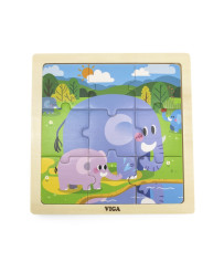 VIGA Handy Wooden Puzzle Ziloņi 9 gab