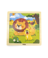 VIGA Handy Wooden Lions Puzzle, 9 pieces