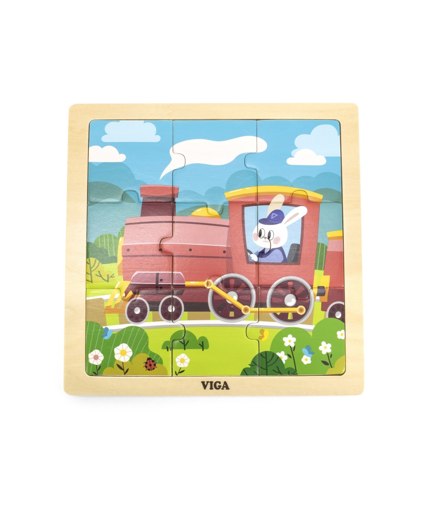 VIGA Handy Wooden Puzzle Train Train 9 gab