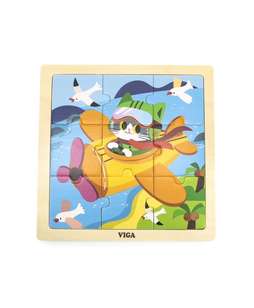 VIGA Handy Wooden Airplane Puzzle, 9 pieces