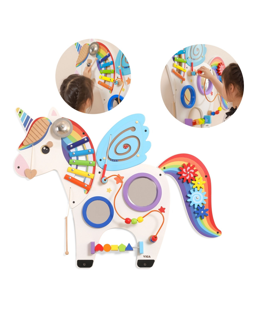 Viga Wooden Sensory Manipulative Board Unicorn FSC Montessori Certificate