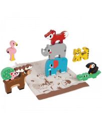 TOOKY TOY Wooden Blocks Puzzle Animals Montessori 9 pcs.