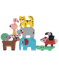 TOOKY TOY Wooden Blocks Puzzle Animals Montessori 9 pcs.
