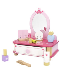 Viga Pink Wooden Makeup Dressing Table with Mirror Accessories