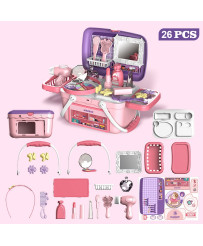 WOOPIE Dressing table for Girls 2in1 Beauty Salon Portable in Basket 26 pcs