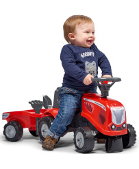 FALK Traktorek Baby Mac Cormick Czerwony z Przyczepką + akc. no 1 gada