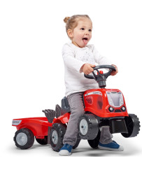 FALK Traktorek Baby Mac Cormick Czerwony z Przyczepką + akc. no 1 gada