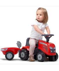 FALK Traktorek Baby Massey Ferguson Czerwony z Przyczepką + akc. Od 1 roku