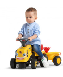 FALK Traktorek Baby Komatsu Żółty z Przyczepką + akc. no 1 gada