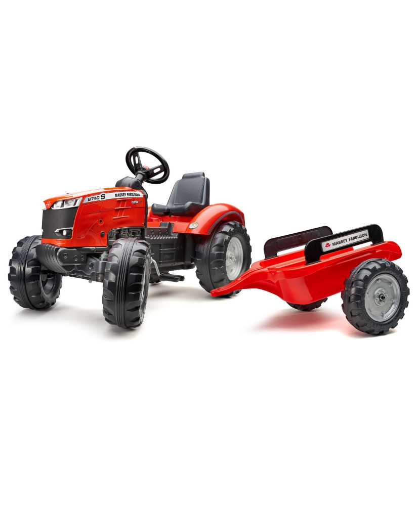 FALK Traktor Massey Ferguson Czerwony na Pedały z Przyczepką od 3 Lat