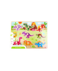 TOOKY TOY Wooden Montessori Puzzle Dinosaurs Shapes Puzzle