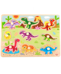 TOOKY TOY Wooden Montessori Puzzle Dinosaurs Shapes Puzzle